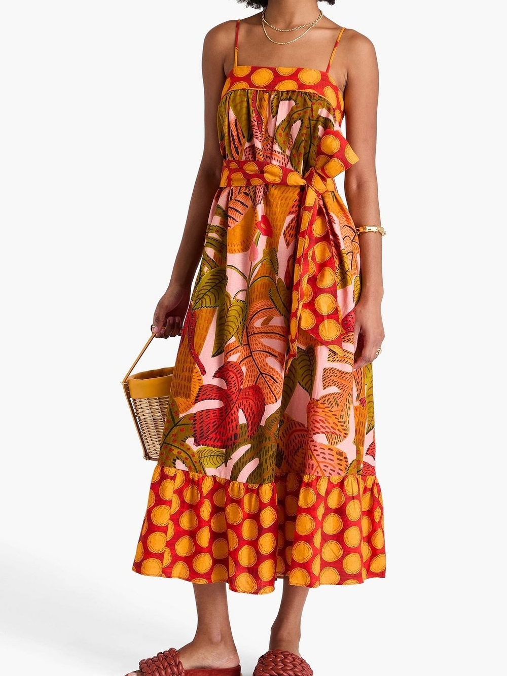 FARM RIO summer dream LINEN BLEND maxi DRESS - Picture 3 of 6